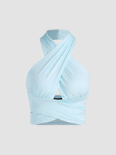 Solid Crossover Crop Halter Tank Top